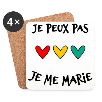 JE PEUX PAS. MARIE. FUTUR MARIE. EVJF. TEAM. TEAM  - Dessous de verre (lot de 4) - blanc - Devant