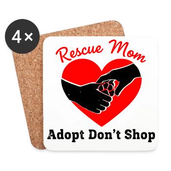 Rescue Mom Tierschutz Herz - Untersetzer (4er-Set) - Weiß - Vorne