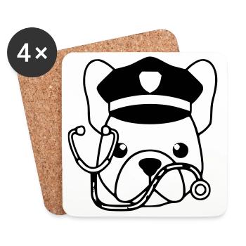 Profil du chef du médecin Frenchie - Dessous de verre (lot de 4) - blanc - Devant