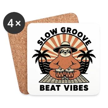 Paresseux Sloth Bongo Slow Groove Beat Vibes - Dessous de verre (lot de 4) - blanc - Devant