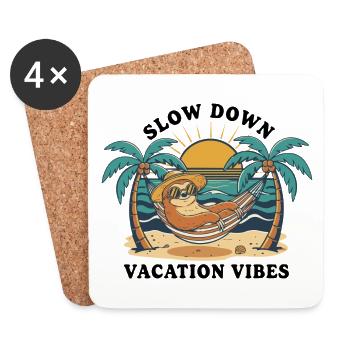 Sloth Sloth Hammock Slow Down Vacation Vibes - Coasters (set of 4) - white - Front