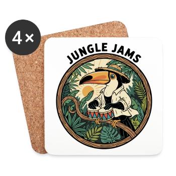 Toucan Jungle jammet Bongo-Schlagzeuger Retro - Untersetzer (4er-Set) - Weiß - Vorne