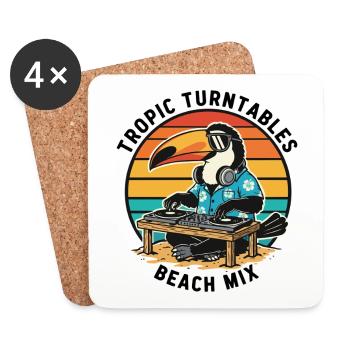 Toucan DJ Tropic Turntables Beach Mix - Coasters (set of 4) - white - Front