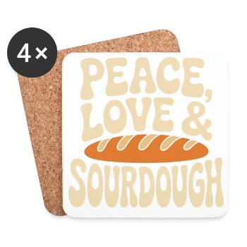 Paix, Amour & Levain - Dessous de verre (lot de 4) - blanc - Devant