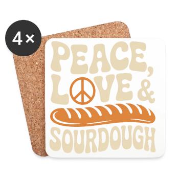 Peace Love Sourdough - Coasters (set of 4) - white - Front