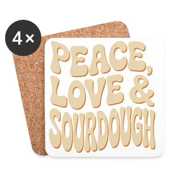 Peace Love Sourdough Typografie - Untersetzer (4er-Set) - Weiß - Vorne