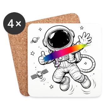 Astronaut Rainbow Splash Space Design - Coasters (set of 4) - white - Front
