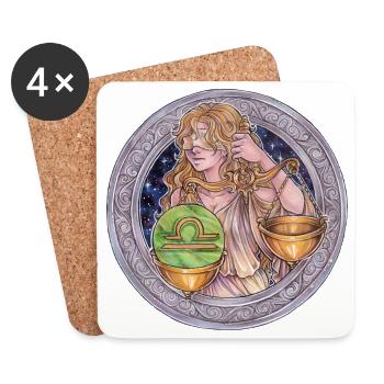 Zodiac Sign Sternzeichen Waage Libra Geschenk - Untersetzer (4er-Set) - Weiß - Vorne