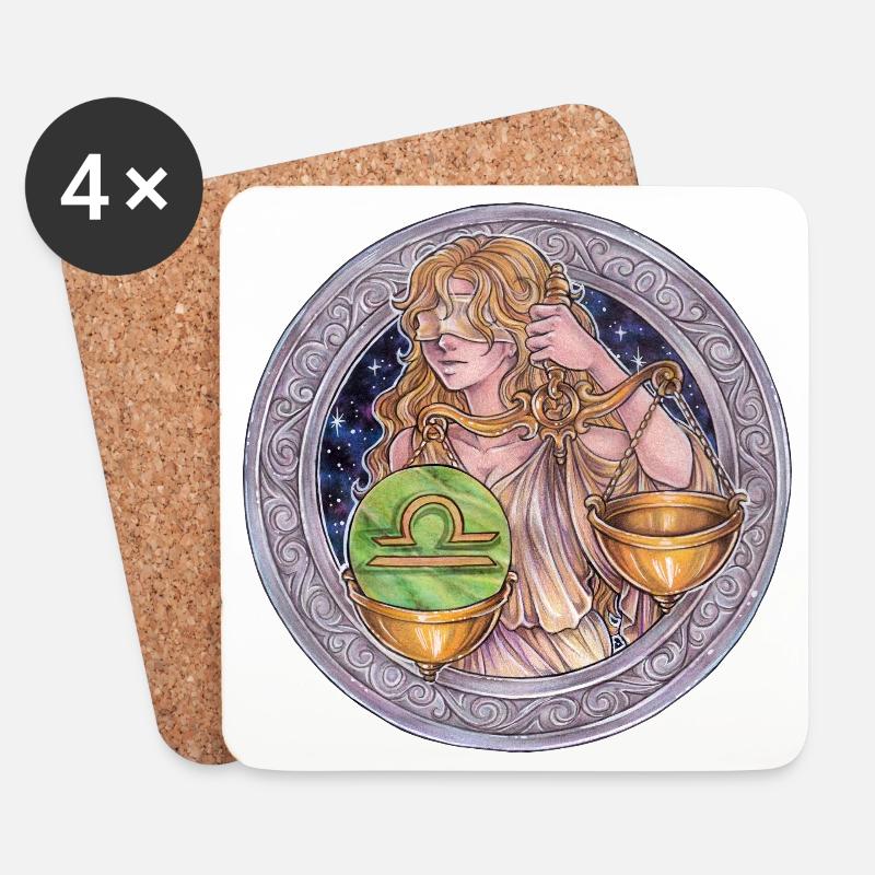 Zodiac Sign Sternzeichen Waage Libra Geschenk - Untersetzer (4er-Set) - Weiß