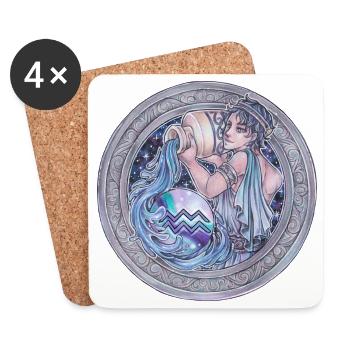 Zodiac Sign Sternzeichen Wassermann Aquarius  - Untersetzer (4er-Set) - Weiß - Vorne