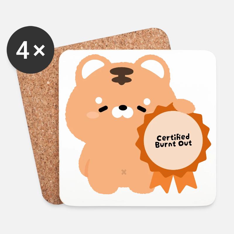 Certified Burnt Tiger - Coasters (set of 4) - white