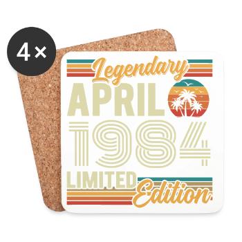 Avril 1984 Cadeau 42e Anniversaire - April 1984 - Dessous de verre (lot de 4) - blanc - Devant