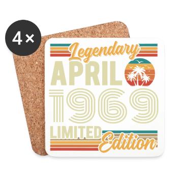 April 1969 57th Anniversary Gift - April 1969 - Coasters (set of 4) - white - Front