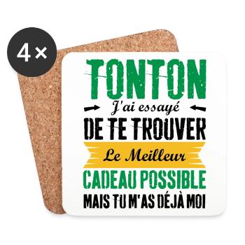 Meilleurs tontons cadeau pour tonton  - Dessous de verre (lot de 4) - blanc - Devant