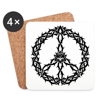 Signe de paix avec épines à la manière tribale - Dessous de verre (lot de 4) - blanc - Devant
