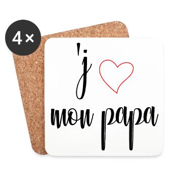 J'aime mon papa Cadeaux  - Dessous de verre (lot de 4) - blanc - Devant