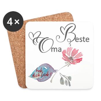 Beste Oma  - Untersetzer (4er-Set) - Weiß - Vorne