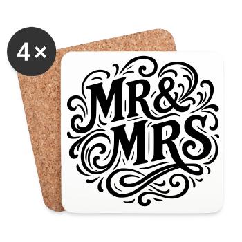 Mr and Mrs Hochzeit Herz Geschenk Ehe Paar - Untersetzer (4er-Set) - Weiß - Vorne