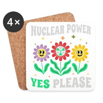 Nuclear power Yes Please with flowers retro - Coasters (set of 4) - white - Front