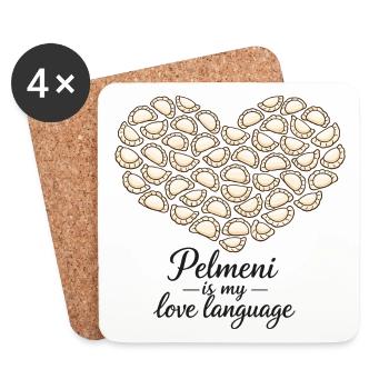 Pelmeni Heart – Pelmeni is my love language - Coasters (set of 4) - white - Front