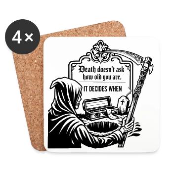 La mort ne demande pas quel âge tu as, Crâne Gothique - Dessous de verre (lot de 4) - blanc - Devant