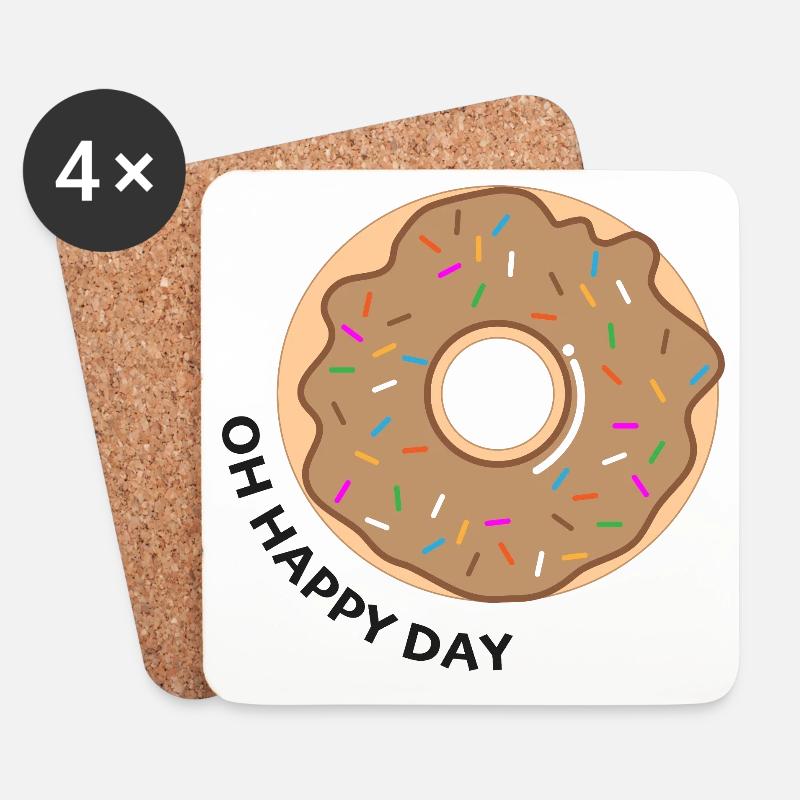 Donut Oh Happy Day - Untersetzer (4er-Set) - Weiß