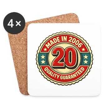 Insigne anniversaire vintage 2006 20 - Dessous de verre (lot de 4) - blanc - Devant