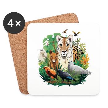 Dschungeltierzauber: Tiger im Regenwald - Untersetzer (4er-Set) - Weiß - Vorne