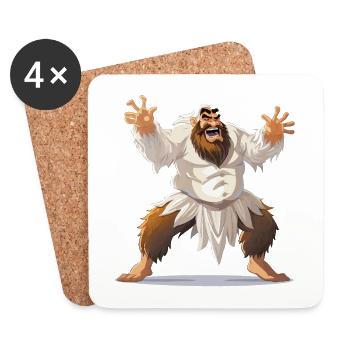 Yeti warrior in white loincloth - Coasters (set of 4) - white - Front