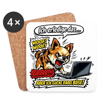 Ich mach das aber ich gucke dabei böse Chihuahua - Untersetzer (4er-Set) - Weiß - Vorne