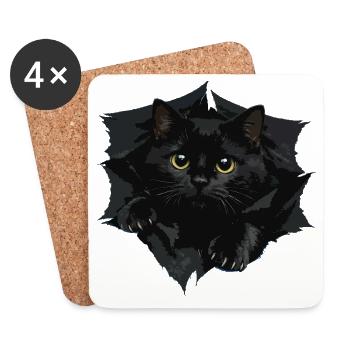 Black Cat by Clipped Edge - Coasters (set of 4) - white - Front