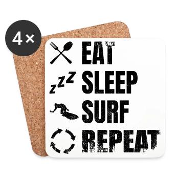 Diction drôle de surfeur - Dessous de verre (lot de 4) - blanc - Devant