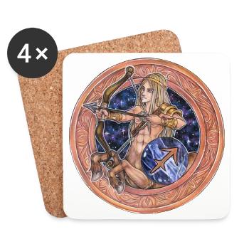 Zodiac Sign Sternzeichen Schütze Sagittarius  - Untersetzer (4er-Set) - Weiß - Vorne