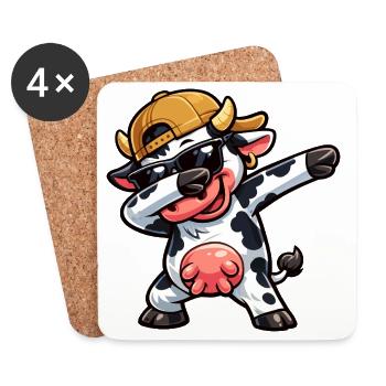 Dabbing Cow - Coasters (set of 4) - white - Front