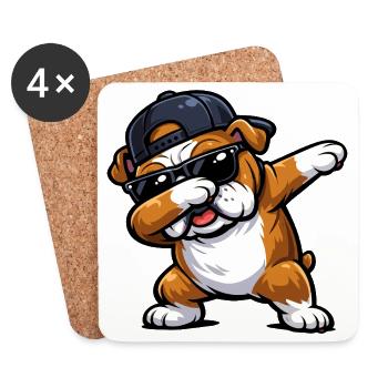 Dabbing Bulldog - Coasters (set of 4) - white - Front