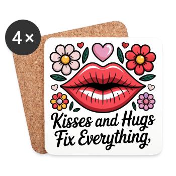 Kisses and hugs heal everything - Coasters (set of 4) - white - Front