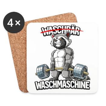 Waschbär Waschmaschine - Untersetzer (4er-Set) - Weiß - Vorne