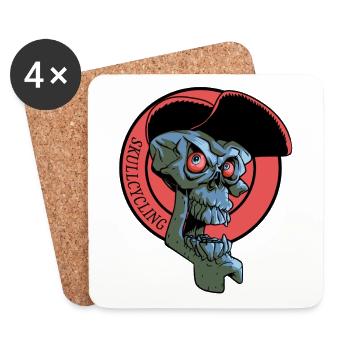Laughing Cyclist's Skull - Coasters (set of 4) - white - Front