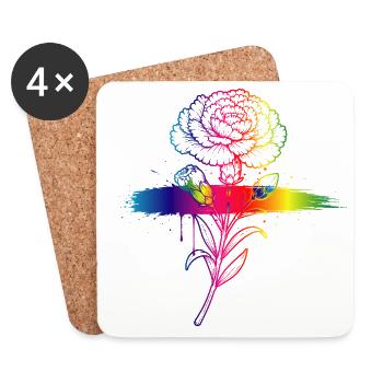 Art en dégradé de néon en forme d’œillet arc-en-ciel - Dessous de verre (lot de 4) - blanc - Devant