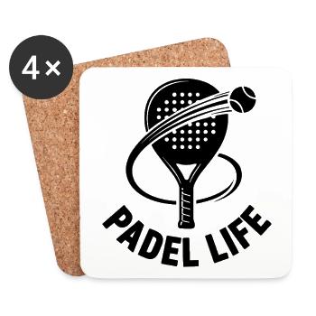 Padel Life Schläger Tennis Sport - Untersetzer (4er-Set) - Weiß - Vorne
