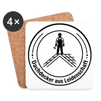 Dachdecker Leidenschaft Badge - Untersetzer (4er-Set) - Weiß - Vorne