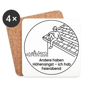 Dachdecker Höhenangst Feierabend - Untersetzer (4er-Set) - Weiß - Vorne