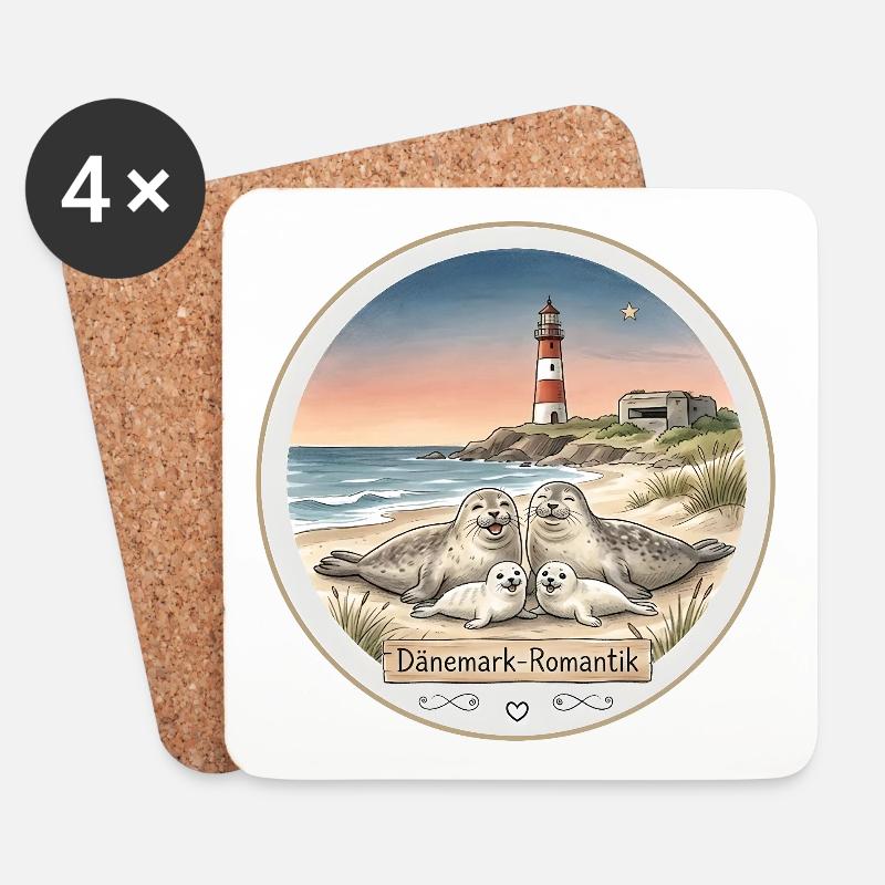 Dänemark - Romantik - Untersetzer (4er-Set) - Weiß