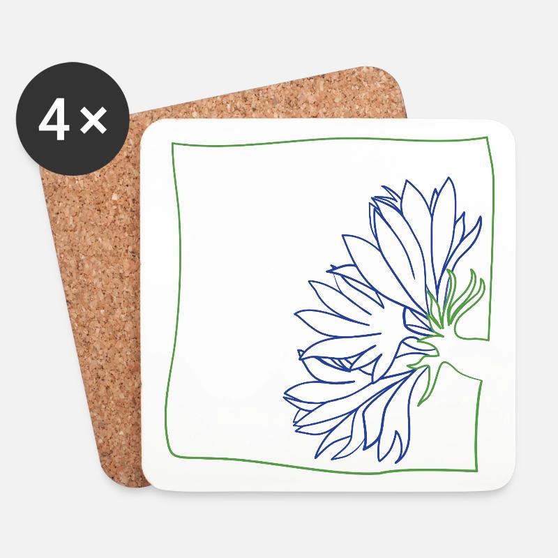 Kornblume minimalistisch - Untersetzer (4er-Set) - Weiß