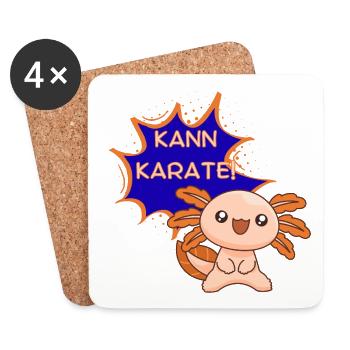 Kann Karate! Axolotl – Lustiges Kawaii T-Shirt - Untersetzer (4er-Set) - Weiß - Vorne
