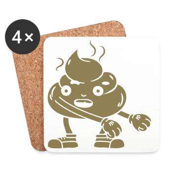 Funny poop pile dancing - Coasters (set of 4) - white - Front