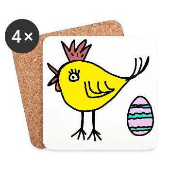 Chicken Chick Egg Easter Easter Egg Kids - Coasters (set of 4) - white - Front