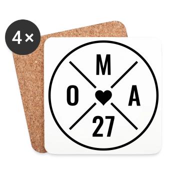 Oma 2027 Baby Ankündigung Enkelkind Enkel Oma 27  - Untersetzer (4er-Set) - Weiß - Vorne