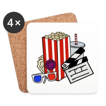 Retro Cinema Snacks Collage - Coasters (set of 4) - white - Front