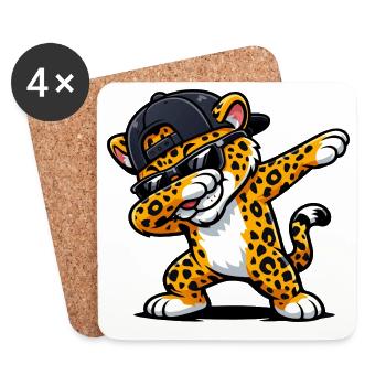 Dabbing Jaguar - Coasters (set of 4) - white - Front